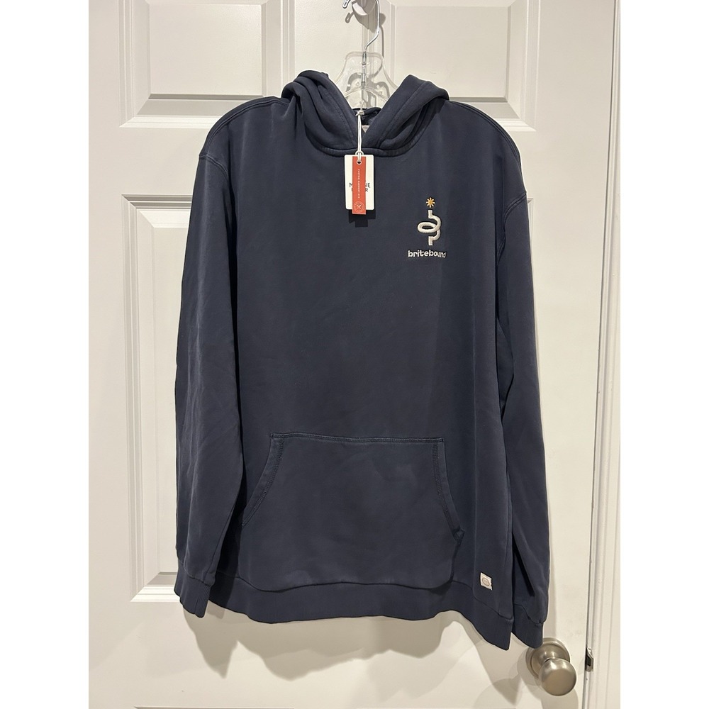 NWT Marine Layer Cloud 9 Fleece Hoodie Mens L Mood Indigo Navy Corp Logo 118.00